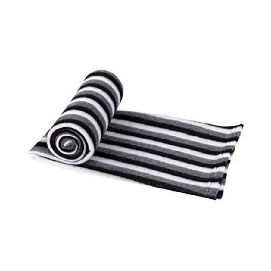 Blanket  Non woven warm single blanket with black and white stripes