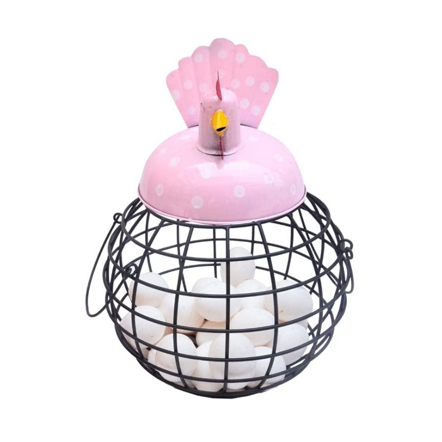 Rooster Egg Basket Hen Egg Basket Egg Container Metal Hen Basket