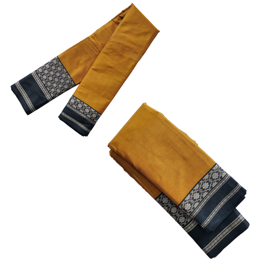 Cotton Saree with Big Border Elegant Mustard Traditional Wear