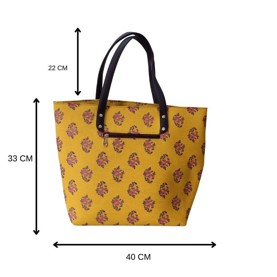 Latest hand block printed cotton fabric shopping bag with 3 combo set for bag