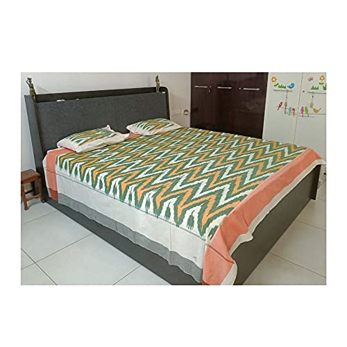 Premium Pochampally Ikkat Bedsheet with 2 Pillow Covers