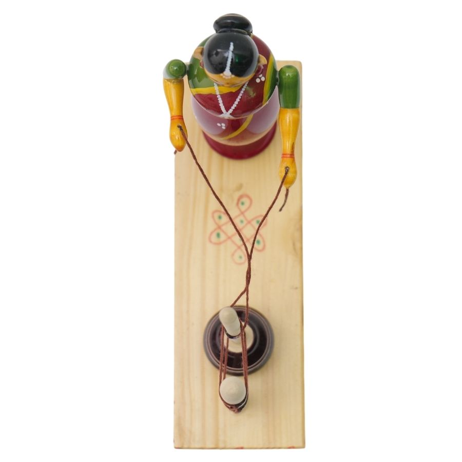 IndiaFx Handcrafted Etikoppaka Lady Butter Milk Churning Showpiece Set