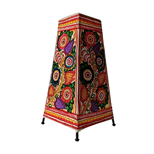 Handmade Goat Leather Lamp | Hand-Painted Beauty | 12 Inch