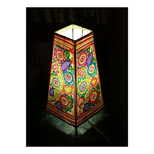 Handmade Goat Leather Lamp | Hand-Painted Beauty | 12 Inch