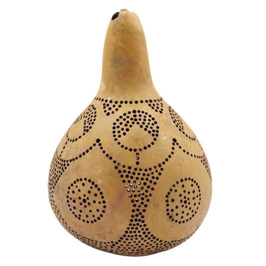 Natural Bottle Gourd Lamp Hand-Carved Circular Motif Light