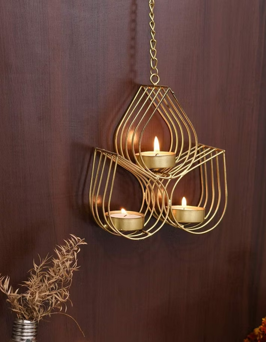 Hanging Lotus Petal Triple T-Light Holder