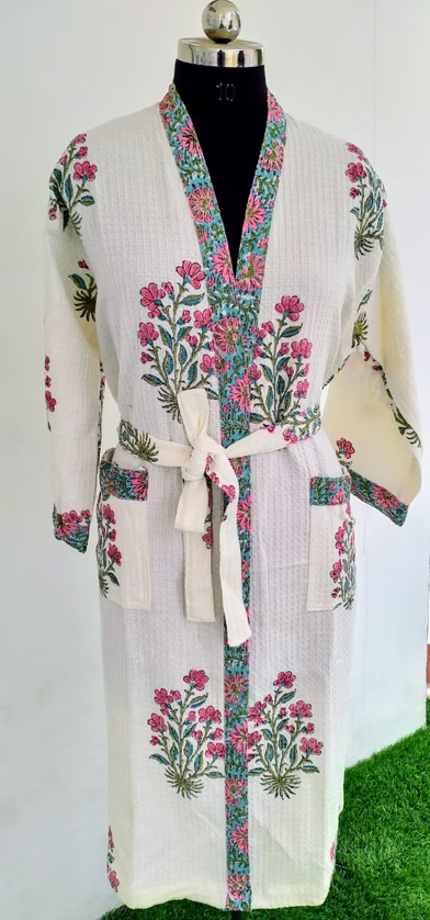 lightweight traditional handblock printed Bathrobe