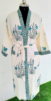 lightweight traditional handblock printed Bathrobe