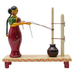 IndiaFx Handcrafted Etikoppaka Lady Butter Milk Churning Showpiece Set