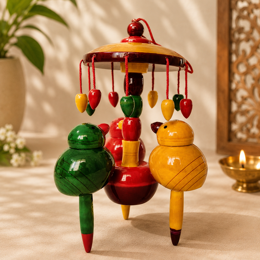 Handicraft Handmade Wooden Hanging String Birds Toy