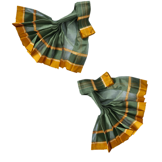 Pure Handloom Cotton Saree Checked Design with Contrast Border