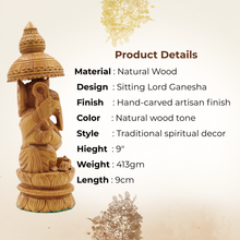 Handcrafted Umbrella Ganesha Idol Artistic Spiritual Decor Piece