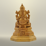 Hand-Carved Wooden Sitting Ganesha Idol | Sacred Decor & Blessings for Home