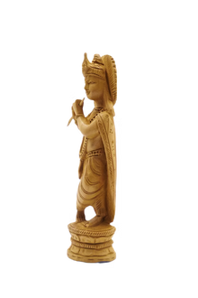 Handcrafted Wooden Krishna Idol Spiritual Home Accent