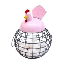 Metal Rooster Egg Basket | Hen Egg Holder