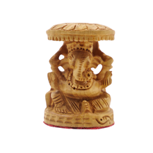 Wooden Umbrella Ganesh Idol Cute Handmade Decor for Sacred Spaces