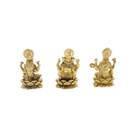 Handcrafted Pembarthy Brass Idol Set Lakshmi Ganesh Saraswathi
