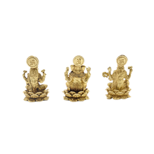 Handcrafted Pembarthy Brass Idol Set Lakshmi Ganesh Saraswathi