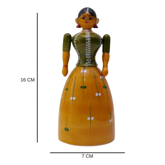Handcrafted Etikoppaka Buttabomma  GI Tagged Wooden Doll 16cm