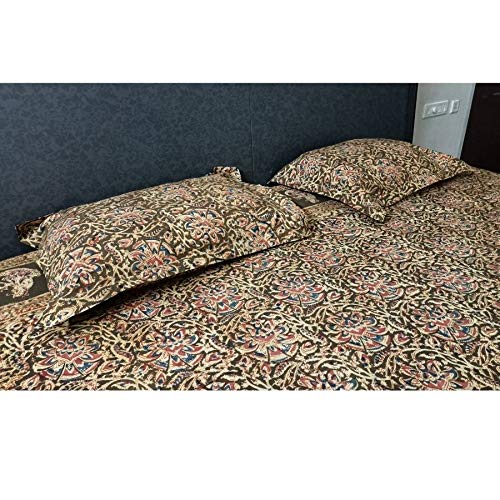 Traditional Kalamkari Bedsheet – Cozy Cotton with 2 Pillow Covers