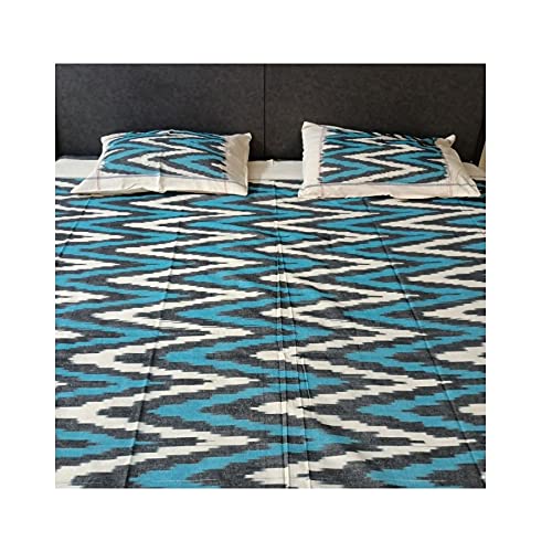 🌟🛏️ Premium Pochampally Ikkat Bedsheet with 2 Pillow Covers