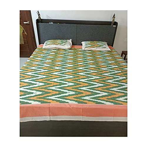 Premium Pochampally Ikkat Bedsheet with 2 Pillow Covers