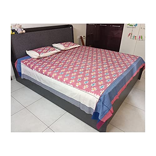 🌟🛏️ Premium Pochampally Ikkat Bedsheet with 2 Pillow Covers