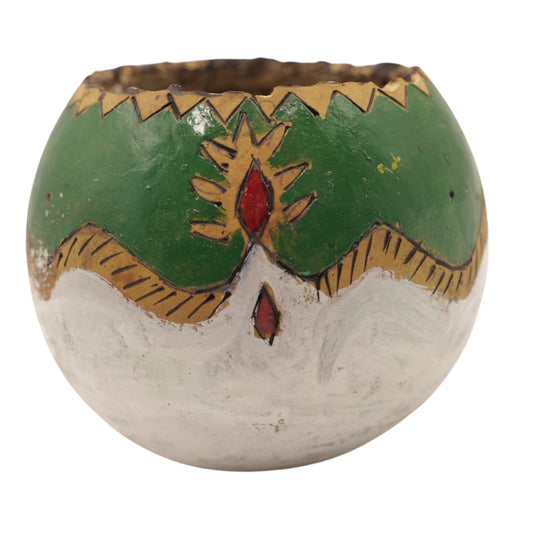 Natural Bottle Gourd Planter - Hand-Painted Decorative Bowl