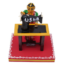 Hand Crafted Handmade beautiful Wooden Kondapalli sewing machine with woman toy