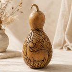 Handcrafted Bottle Gourd Deer Lamp with Holder & 2M Wire