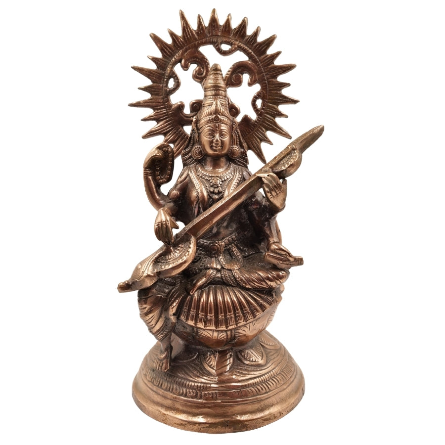 Divine Wisdom for Your Space – Handcrafted Saraswati Devi Brass Idol