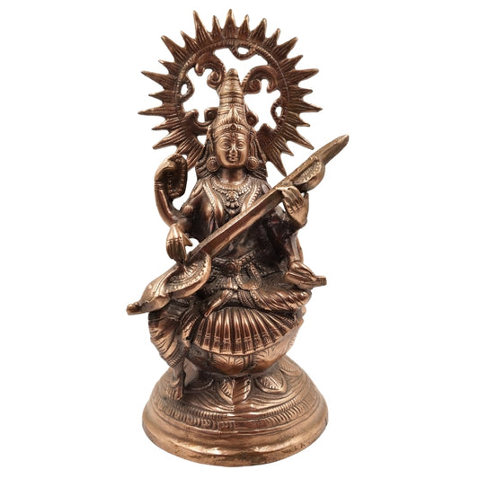Divine Wisdom for Your Space – Handcrafted Saraswati Devi Brass Idol