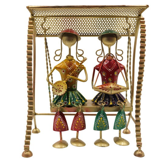 Handcrafted Metal Tribal Musician Swing Showpiece