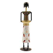 Handmade Tribal Lady Candle Holder Metal Figurine Decor