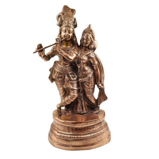 Eternal Love in Divine Form – Handcrafted Radha Krishna Brass Idol