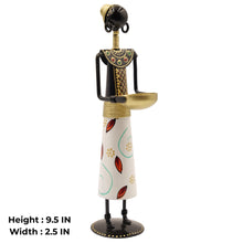 Handmade Tribal Lady Candle Holder Metal Figurine Decor