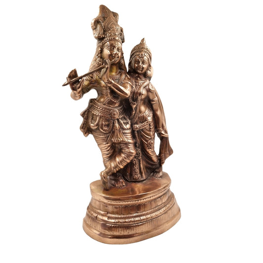 Eternal Love in Divine Form – Handcrafted Radha Krishna Brass Idol