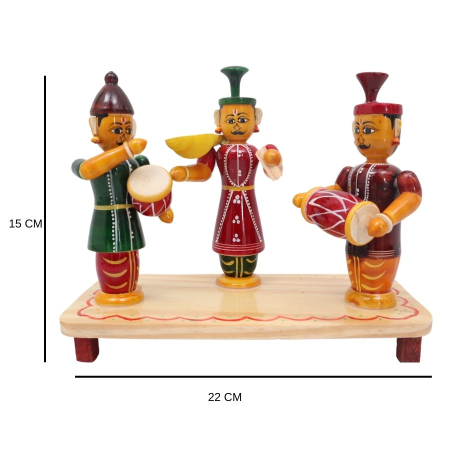 IndiaFx Handcrafted Etikoppaka Burrakatha Set | 22 CM