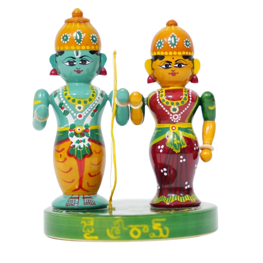 Handcrafted Rama & Seetha Idol – Pure Etikoppaka Magic