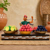 Beautiful handcrafted wooden vegetable vendor showpiece Handmade by Women Self H