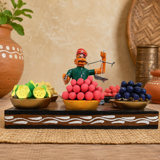 Kondapalli Wooden Vegetable Vendor Showpiece