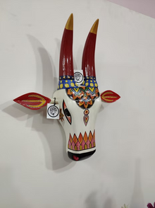Hand-Painted Wooden Cow Face Wall Decor | 15x17 Inch