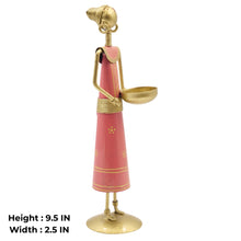 Handmade Tribal Lady Candle Holder Metal Figurine Decor