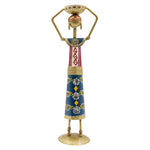 Handmade Tribal Lady Head Candle Holder Metal Figurine Decor