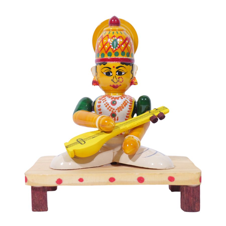 Handcrafted Etikoppaka Saraswati Devi Idol – 12cm