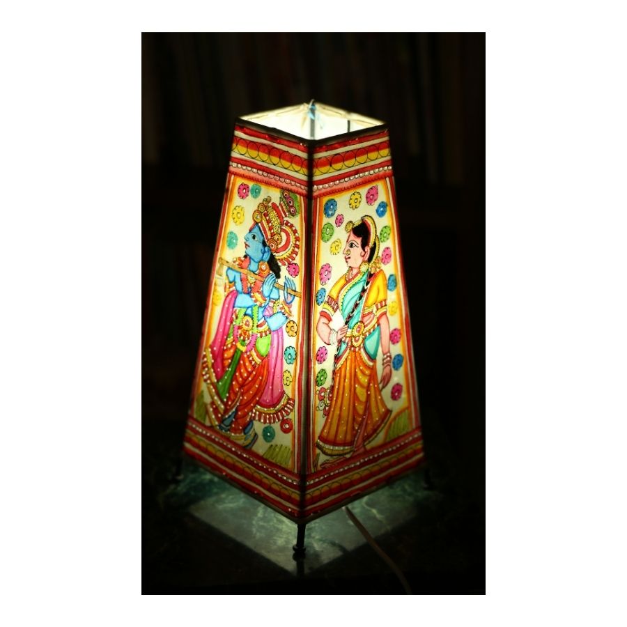 Handmade Goat Leather Lamp | Hand-Painted Beauty | 12 Inch