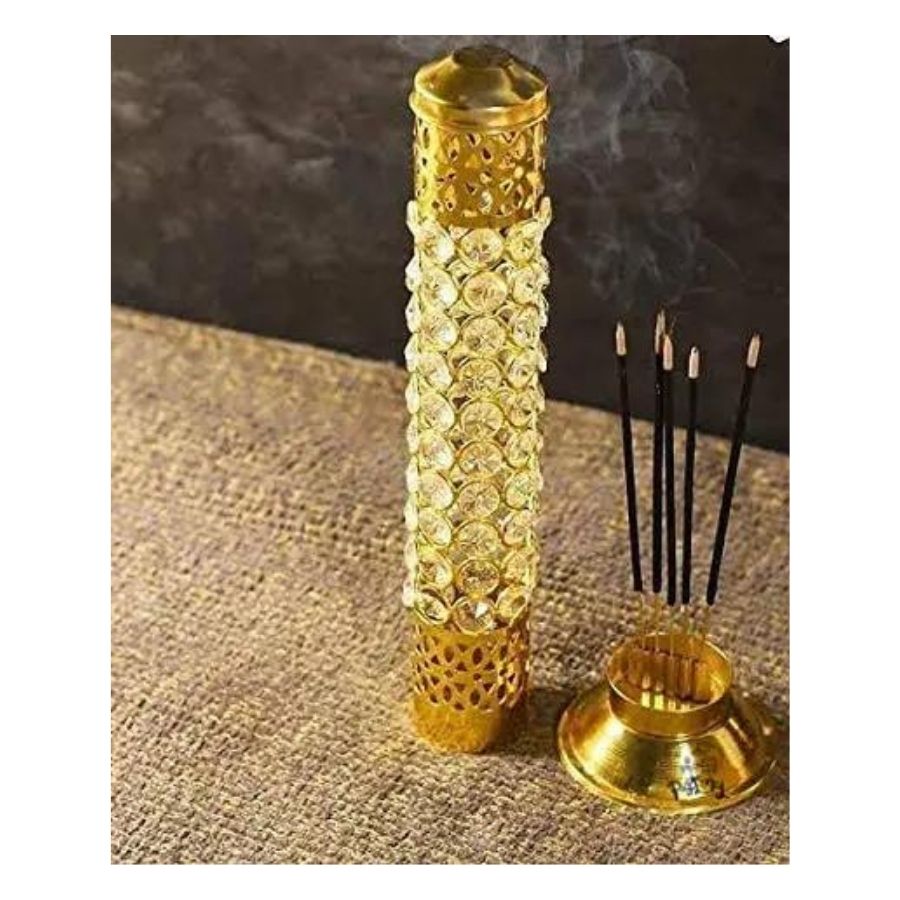 Pure Brass Embossed Design Agarbatti stand | Insence Holder | 12 Inch