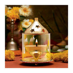 Brass Akhand Diya With Borosilicate Glass