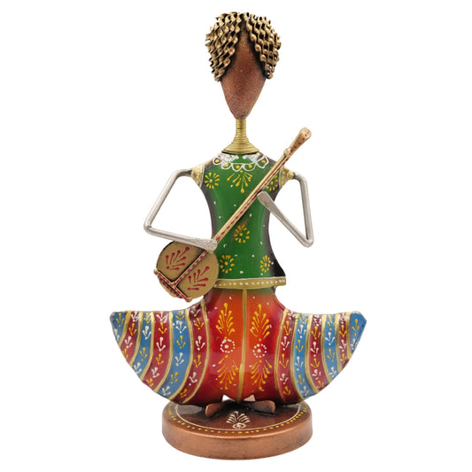 Handmade Tribal Musician Figurine Folk Art Dancing Showpiece