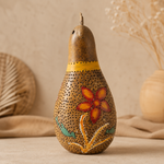 Natural Bottle Gourd Lamp Handpainted Flower Pattern Light